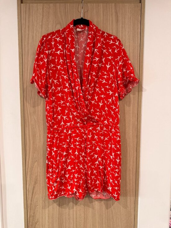 Diane Von Furstenberg Pants - DVF West Red Abstract Print Faux Wrap Mini Dress Large
